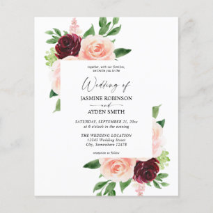 Flyer Burgundy de Orçamento e Casamento Floral Rosa 4