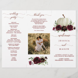 Flyer Burgundy Pumpkin Fall Tri-Fold Wedding Program
