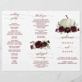 Flyer Burgundy Pumpkin Fall Tri-Fold Wedding Program