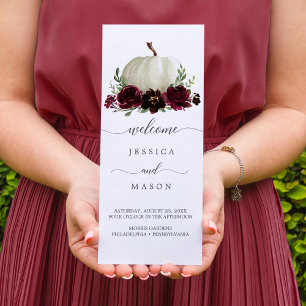 Flyer Burgundy Pumpkin Fall Tri-Fold Wedding Program