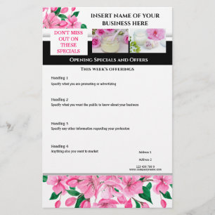 Flyer Business 4 foto cereja flor spa salon chic