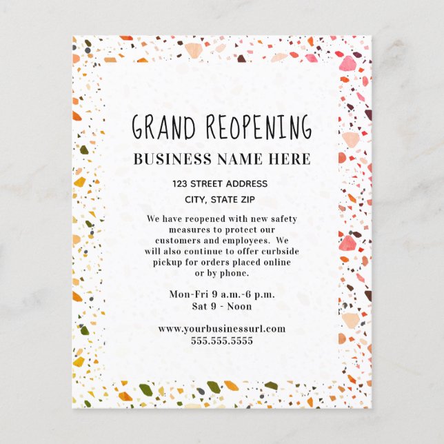 Flyer Business Grande Reabrindo o Covid Safety Terrazzo (Frente)