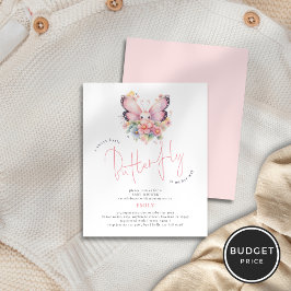 Flyer Butterfly Valor Doce On Way Floral Chá de fraldas