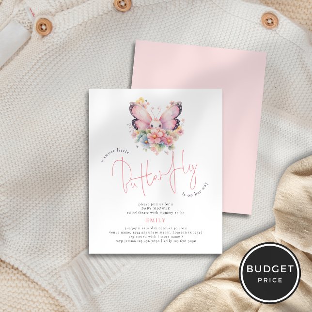 Flyer Butterfly Valor Doce On Way Floral Chá de fraldas (Criador carregado)