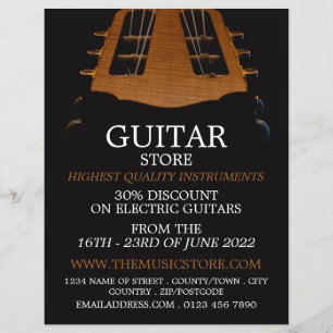 Flyer Cabeça De Guitarra, Loja De Instrumentos Musicais
