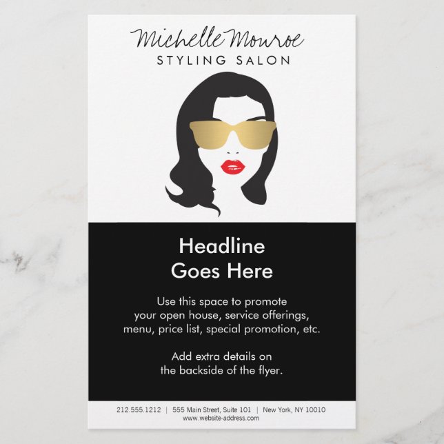 Flyer Cabeleireiro, estilista, aviador da menina da (Frente)