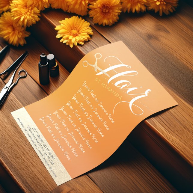 Flyer Cabeleireiro Salão de Maquiagem Chic Laranja Tesou (Criador carregado)