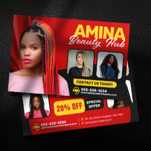 Flyer Cabelo Vermelho e Bela Salon Braider Wigs