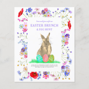 Flyer Caça aos Ovos de Páscoa Brunch de Primavera Coelho