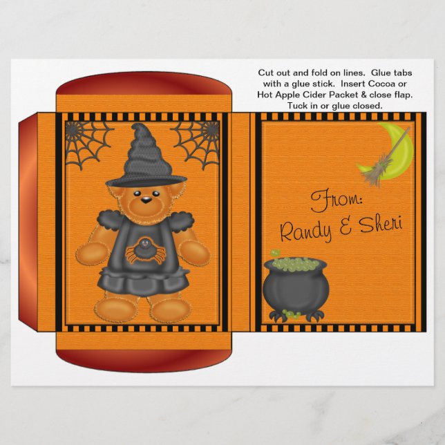 Flyer Cacau, Chá, Cider Packet Favor do outono de Hallow (Frente)