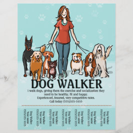 Flyer Cachorro Andando. Cachorro Walker. Folha