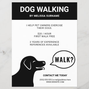 Flyer Cachorro Dizendo Caminhar? - Cão Preto e Branco pa