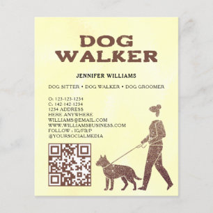 Flyer Cachorro Walker Faux Dourado Glitter QR Code Pet S