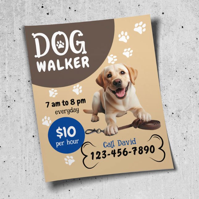 Flyer Cachorro Walker Pet Sentado Feliz Labrador Recuper (Criador carregado)