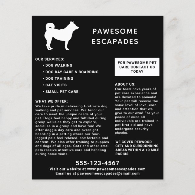Flyer Cachorro Walker & Pet Sitter Black (Frente)