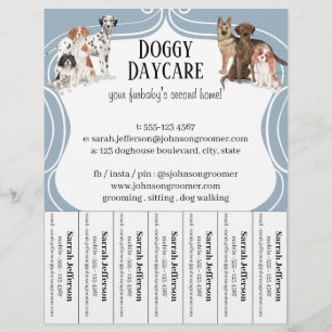 Flyer Cachorro Walker Pet Sitter Watercolor Azul