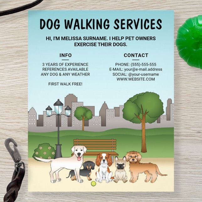 Flyer Cachorros de Desenho Animado Fofos Em Um Parque -  (Criador carregado)