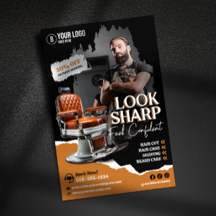 Flyer Cadeira de Cabeleireiro Moderna Barbearia Cabeleir