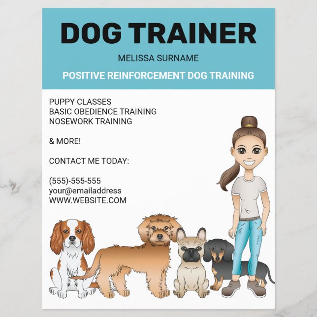 Flyer Cães de Desenho Animado e uma Menina Treinadora de (Frente)