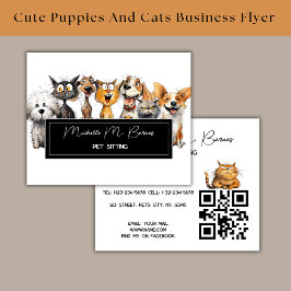 Flyer Cães Loucos Engraçados Cães Pet Sitter Código QR N