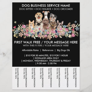 Flyer Cães pretos flores cachorrinhos fofos ingressos