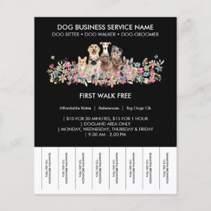 Flyer Cães pretos flores cachorrinhos fofos ingressos