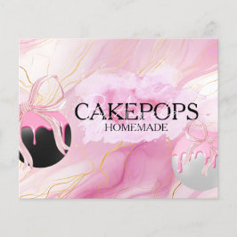 Flyer Cake Pops Baker Bakery Treats Pink
