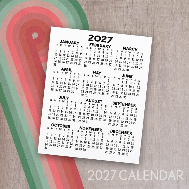 Flyer Calendário Anual 2027 - Mínimo Básico (2027 Calendar)