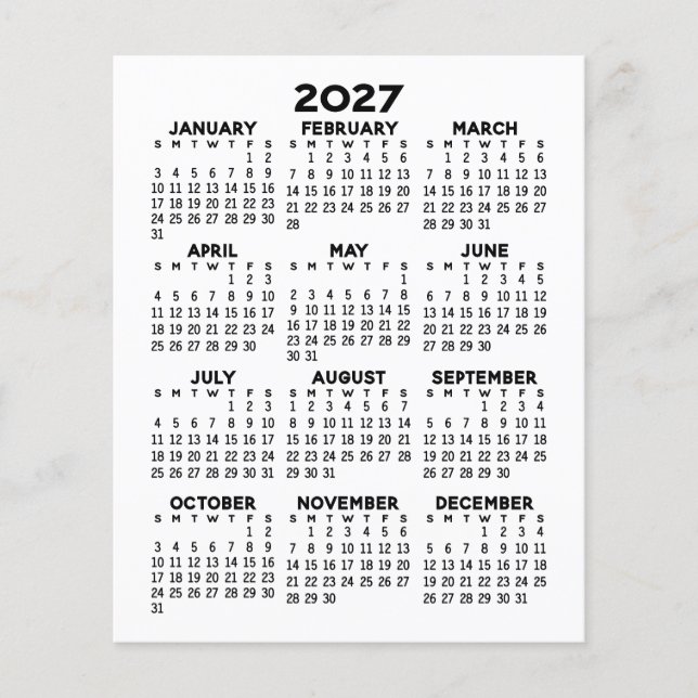 Flyer Calendário Anual 2027 - Mínimo Básico (Frente)