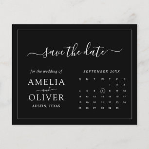 Flyer Calendário de Orçamento Preto Minimalista Salvar a