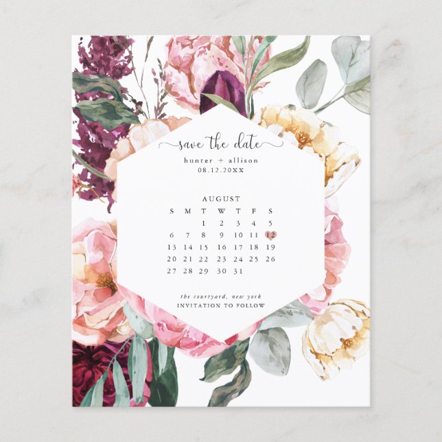 Flyer Calendário de Orçamento Salvar a Data | Annabeth F (Frente)