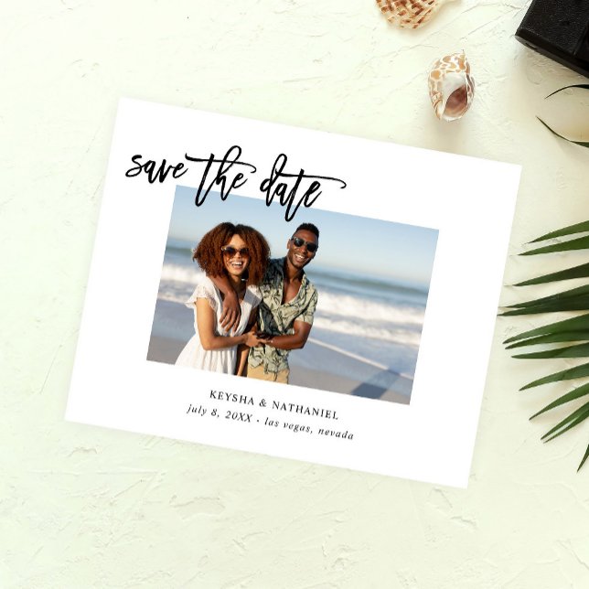 Flyer Caligrafia de Orçamento Uno Foto Salvar Data (Criador carregado)