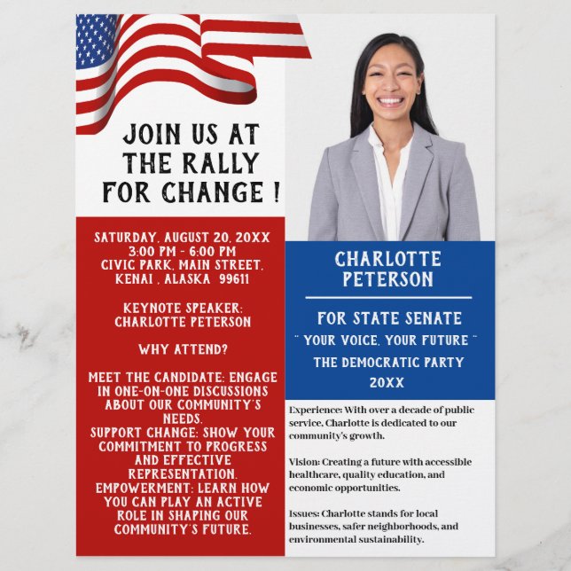 Flyer Campanha de Eleição de Comício ou Evento Político (Frente)