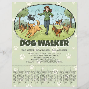 Flyer Cão Passiante Serviço de Passeio de Cães Personali
