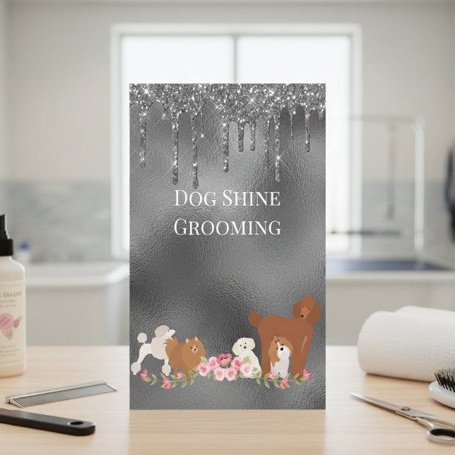 Flyer Cão Pet Grooming Sitting Business Glitt (Criador carregado)