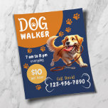 Flyer Cão Walker Pet Sentado Feliz Cachorro Marinho Azul<br><div class="desc">Cachorro Walker Pet Sentado Feliz Cachorro Mordendo Seus Folhetos De Lash.</div>