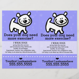 Flyer Cão Walker.Walking.2 para 1.Customizable.