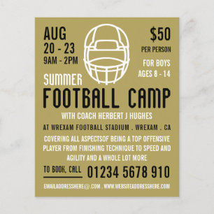 Flyer Capacete Dourado de futebol, propaganda do campo d