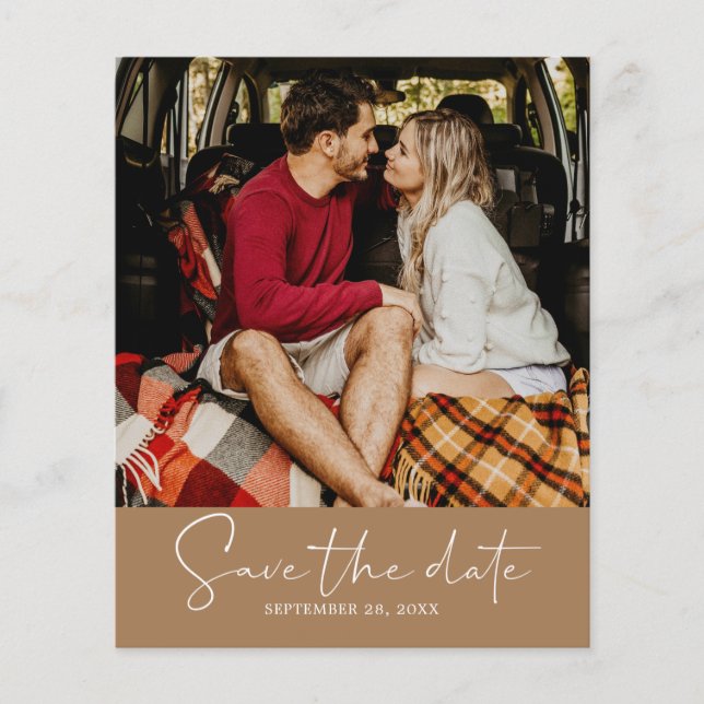 Flyer Caramelo Dourado do Script de Data de Salvamento d (Frente)