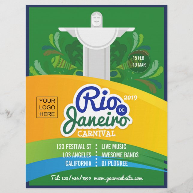 Flyer Carnaval do Rio de Janeiro personalizado adicionar (Frente)