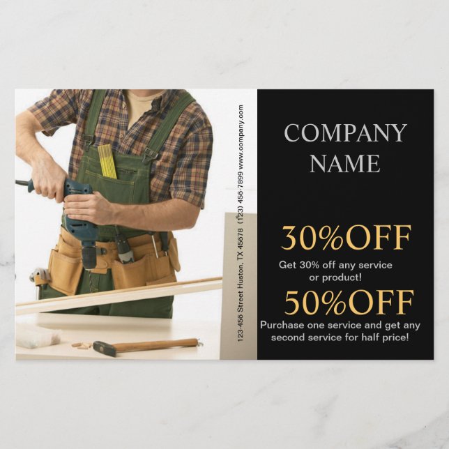 Flyer Carpinteiro de carpintaria para construção de ferr (Frente)