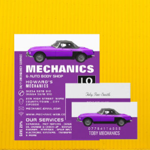 Flyer Carro Clássico, Mecânico Automático e Reparo Publi