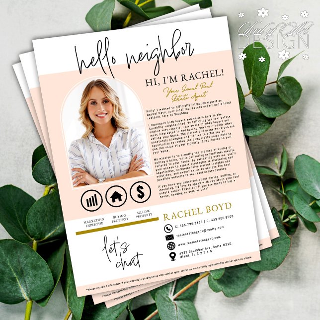 Flyer Carta de Introdução do Agente de Realtor de Vizinh (Criador carregado)