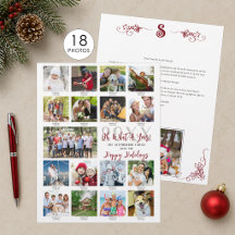 Carta de Natal com Colagem de Fotos do Ano em Revi
