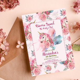 Flyer Cartaz de Aniversário Arco-íris Unicórnio Fofo Orç