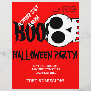 Flyer Cartaz de Anúncio de Festa de Halloween Boo Skull