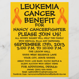 Flyer Cartaz de Benefício para Câncer de Leucemia Cartoo
