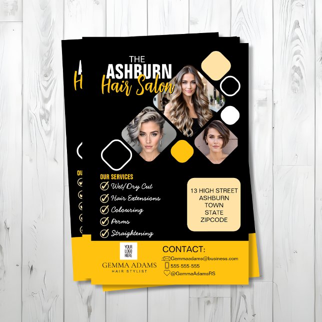 Flyer Cartaz de Cabeleireiro com Design Personalizado em (Criador carregado)
