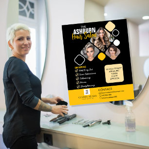Flyer Cartaz de Cabeleireiro com Design Personalizado em