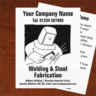 Flyer Cartaz de Desenho Animado de Soldagem e Fabricação
